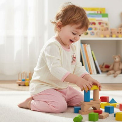 Pyjama bébé fille crème rose poudrée, couleur ravissante pour bébé.