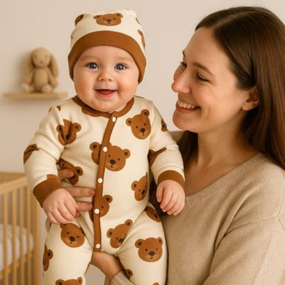 Pyjama bébé garçon contraste marron élégant sur les finitions