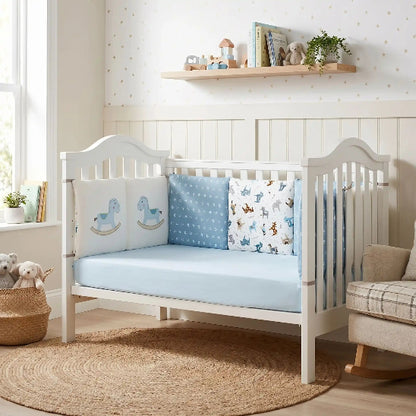 Tour de berceau bébé bleu pastel couleur harmonisante chambre bébé