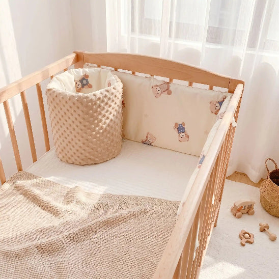 Tour de berceau beige clair motif ourson