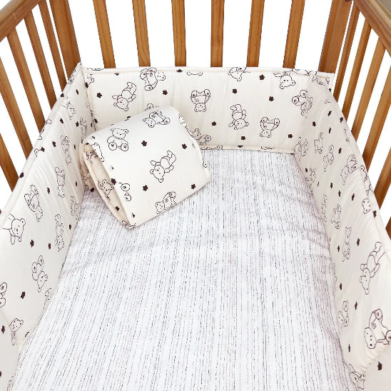 Tour de berceau beige noir motifs ours