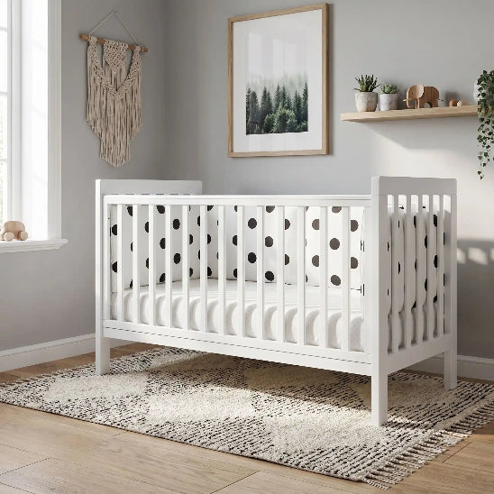 Tour de berceau blanche motif rond noir