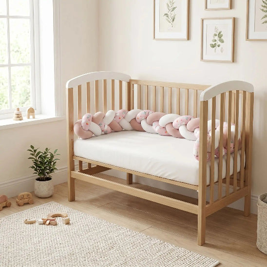 Tour de berceau tresse blanc rose multicolore
