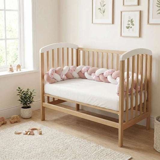 Tour de berceau tresse blanc rose multicolore