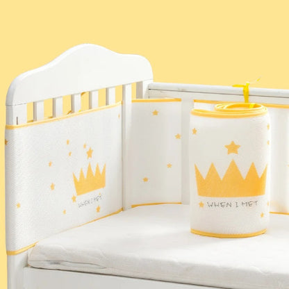 Tour de lit bébé transparent blanc motif couronne étoile