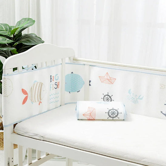 Tour de lit bébé transparent motif animaux marins