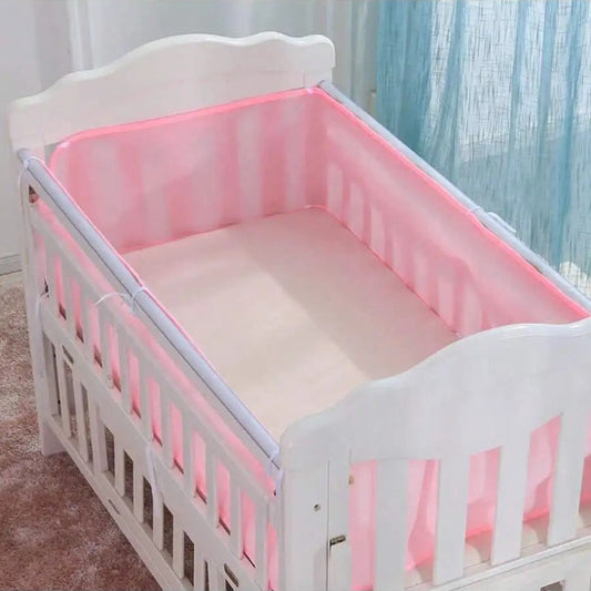 Tour de lit bébé transparent rose respirant