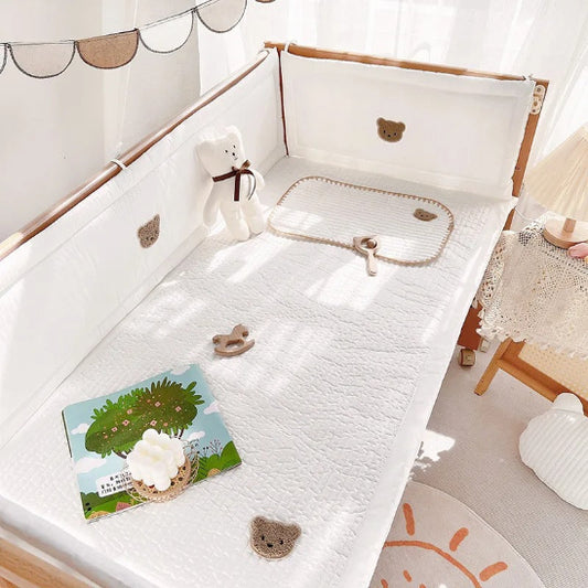 Tour de lit cododo 3 cotés blanche motif ours