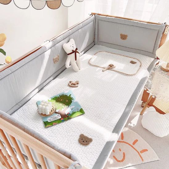 Tour de lit cododo 3 cotés grise motif ours