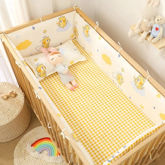 Tour de lit coussin 280 cm jaune blanche motif animal