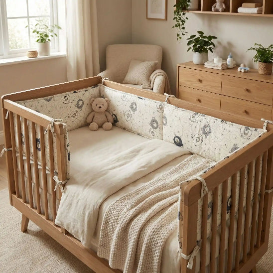 Tour de lit coussin bebe motif animalier apporte touche décoratif chambre bébé