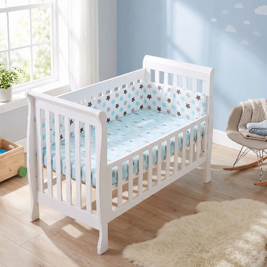 Tour de lit coussin modulable blanc étoiles
