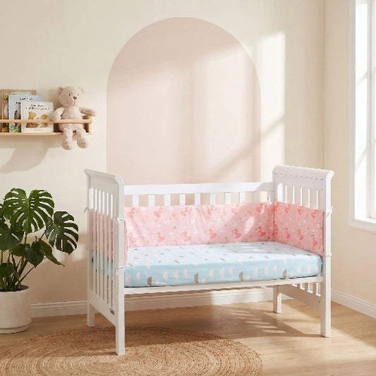Tour de lit coussin modulable rose poudré motifs jolis