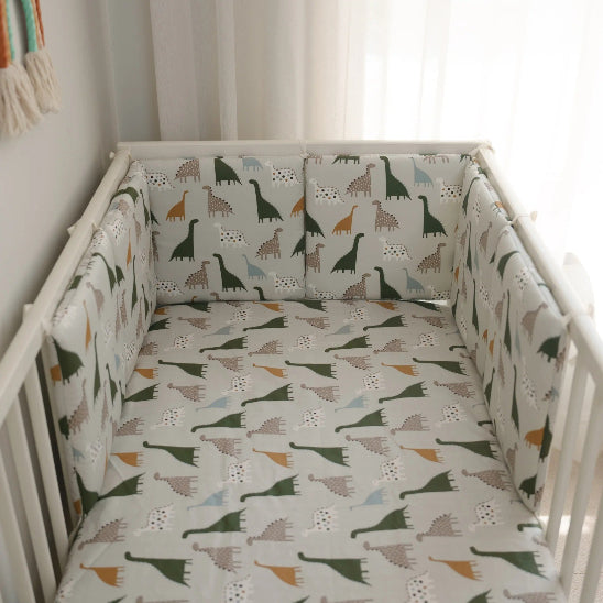 Tour de lit coussins 30 cm gris motif dinosaures