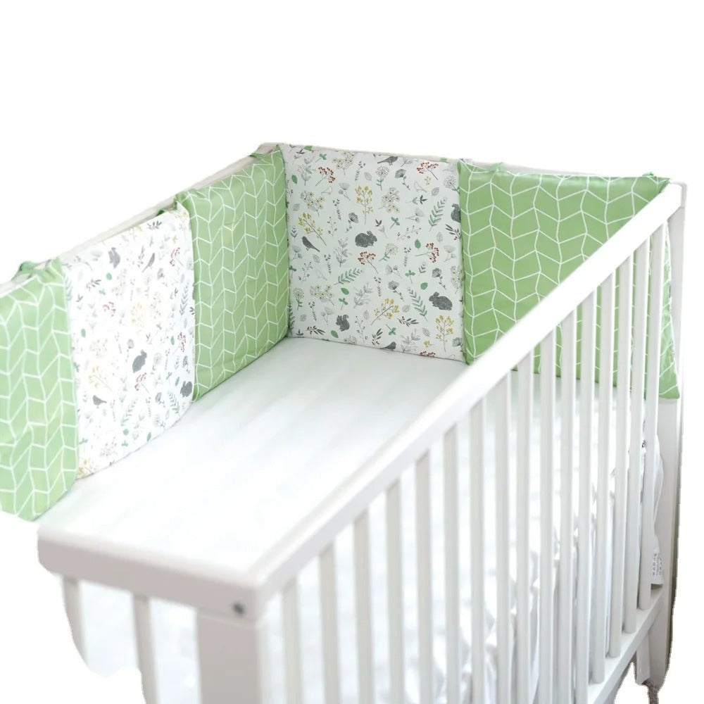 Tour de lit coussins 30 cm verte blanche