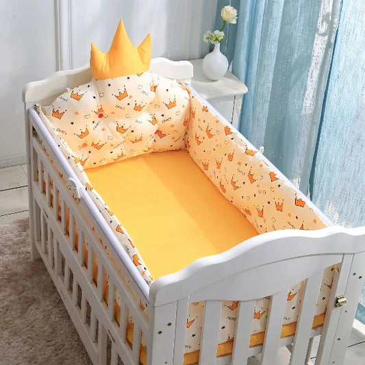 Tour de lit pour cododo jaune blanche avec motif couronne