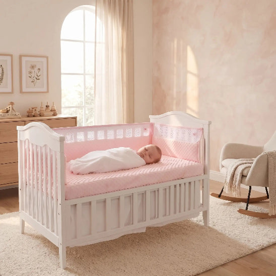 Tour de lit respirant 3 cotes tissu moelleux confortable pour sommeil bébé