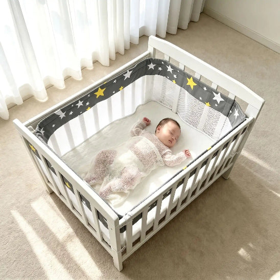 Tour de lit respirant 4 côtés haut pour meilleur protection bébé