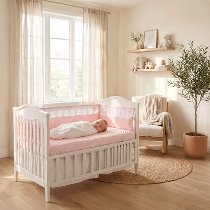 Tour de lit respirant bio rose pour sommeil confortable bébé