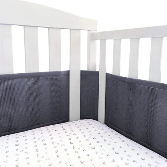 Tour de lit respirant gris en maille