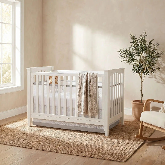 Tour de lit respirant transparent blanche bordure grise