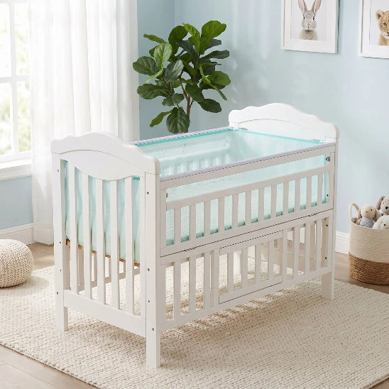 Tour de lit respirant transparent bleu-vert ensemble complet