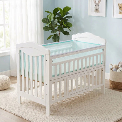 Tour de lit respirant transparent bleu-vert ensemble complet