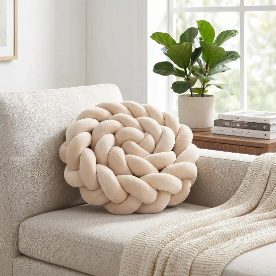 Tresse de lit respirant beige artisanale