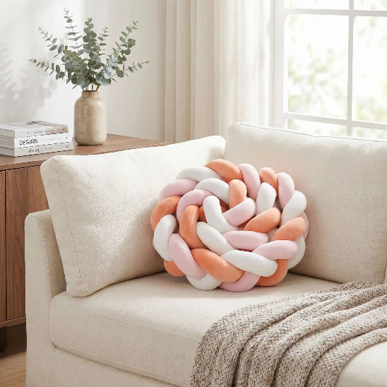 Tresse de lit respirant orange rose pâle blanche