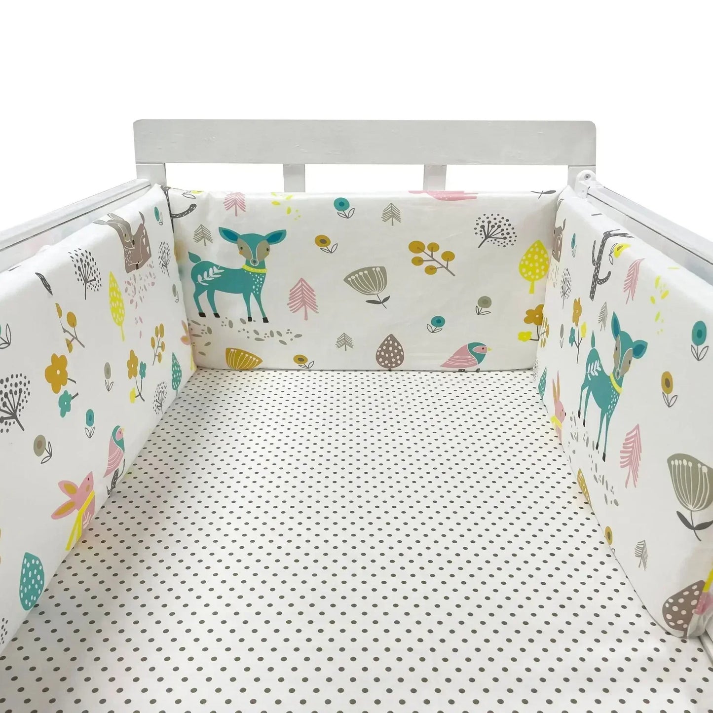 contour de lit de bebe motif chevre oiseau dispose fermeture eclair 