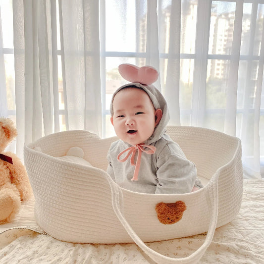 couffin bebe ours corde en coton tissee