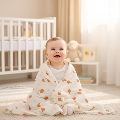 Couverture bébé mignon avec son motif champignon