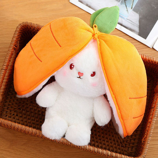 Peluche lapin carotte avec fermeture éclair pour usage pratique