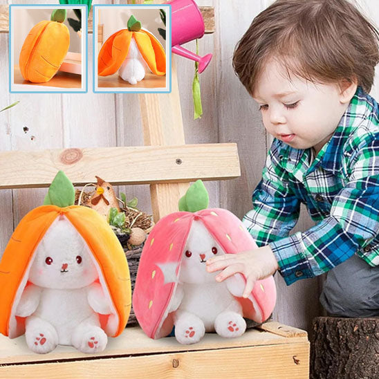 Peluche lapin double-face développe créativité enfant
